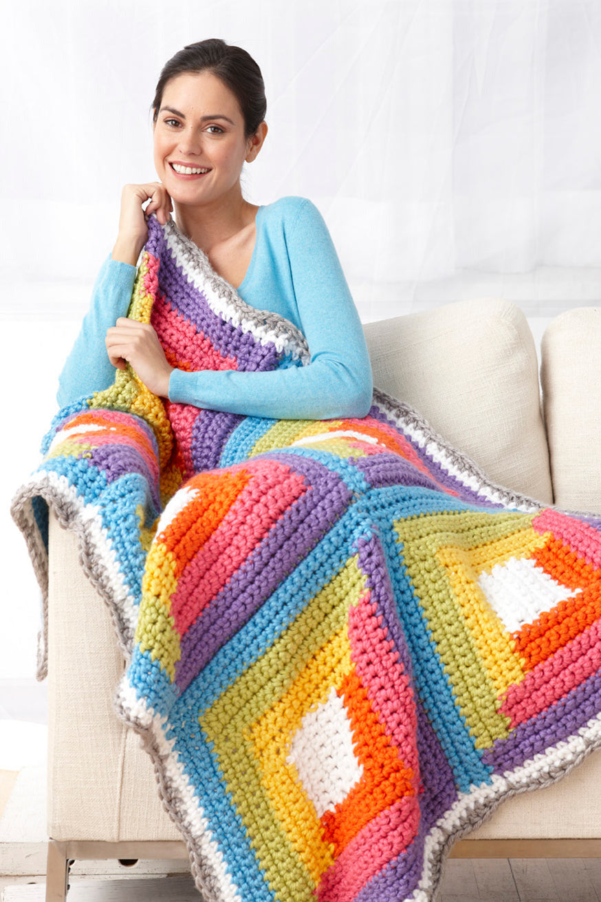 Bright Log Cabin Afghan (Crochet)
